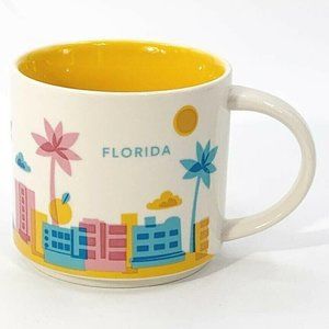Starbucks Coffee Mug Florida You Are Here 2013 Flamingo Rocket Yellow Colorful